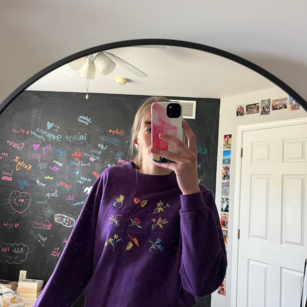 Embroidered Purple Sweatshirt